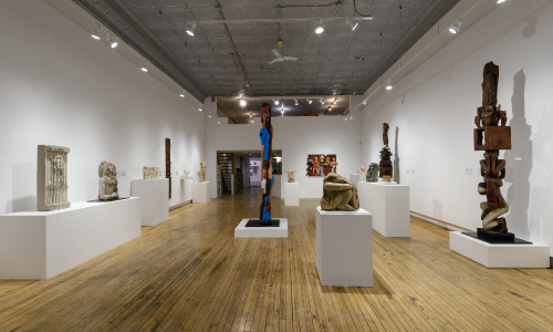 Installation photograph of the exhibition "Roman Villarreal: South Chicago Legacies"