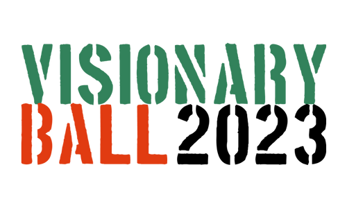 Visionary Ball 2023 in green, red and black font